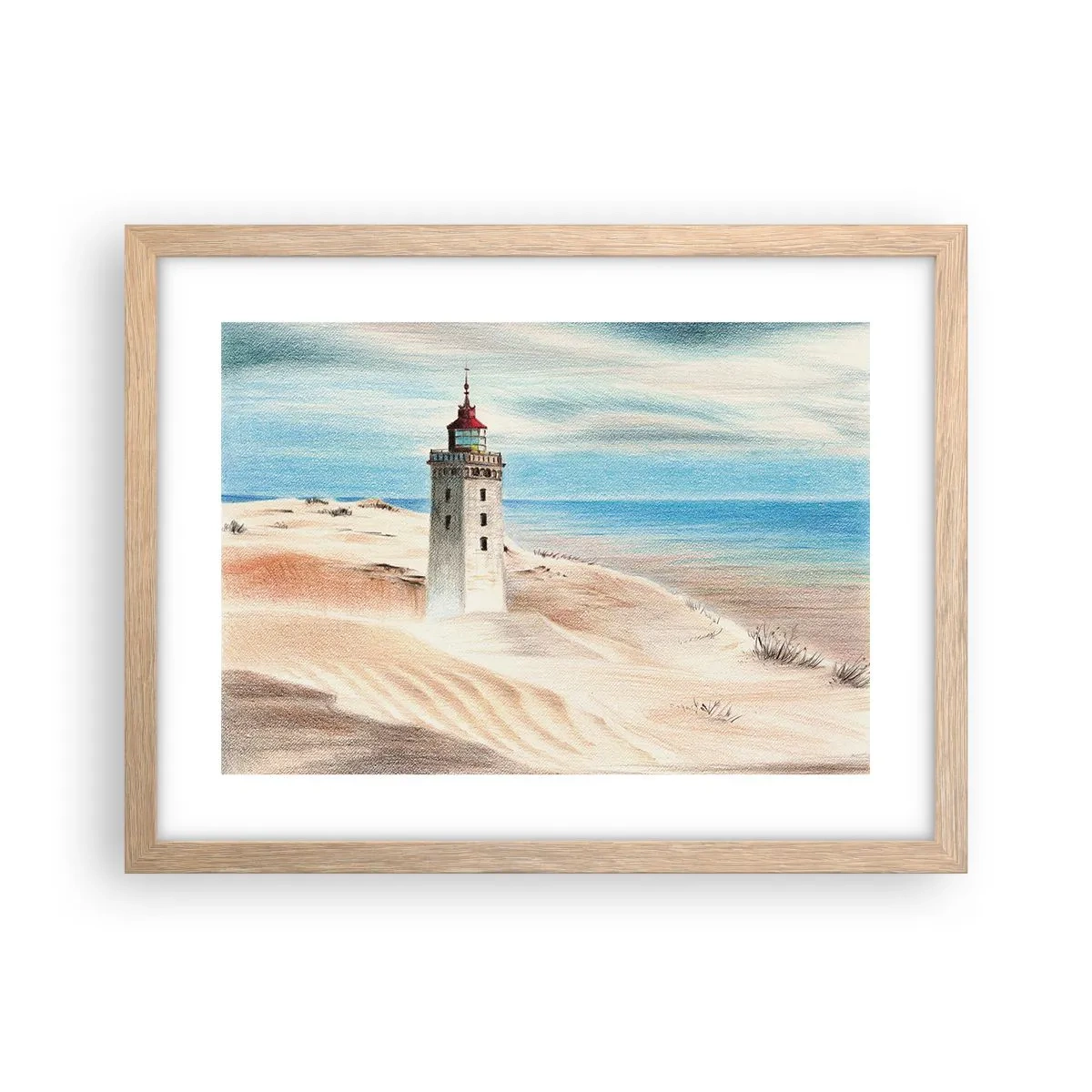Plakát v rámu světlý dub - Vždy hledí na moře - 40x30 cm