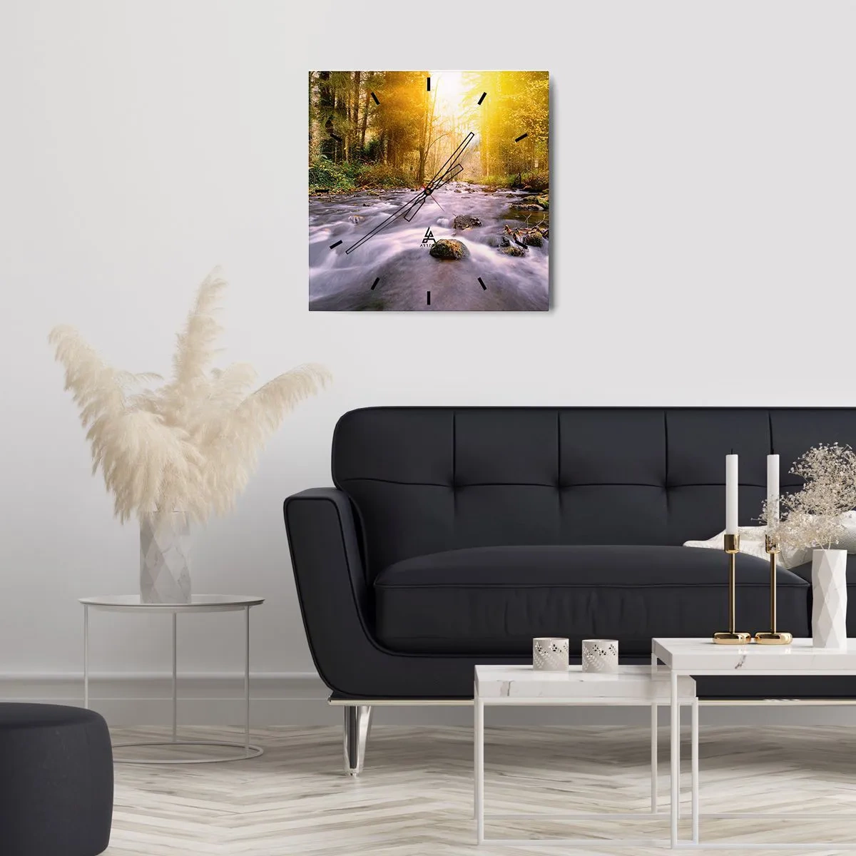 Nástěnné hodiny - Malachit ve stříbrně-zlaté podobě - 40x40 cm