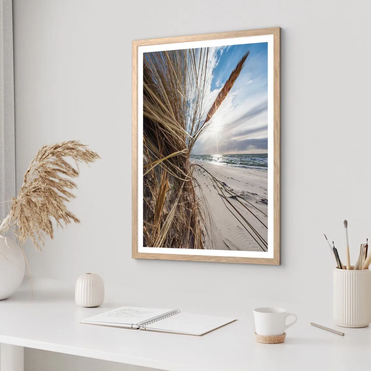 Plakát v rámu světlý dub - Setkání živlů - 70x100 cm