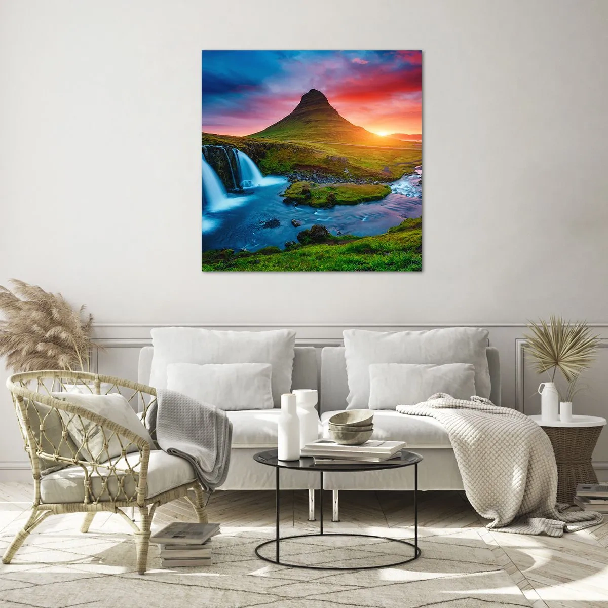 Obraz na skle - Island - oheň a voda - 70x70 cm