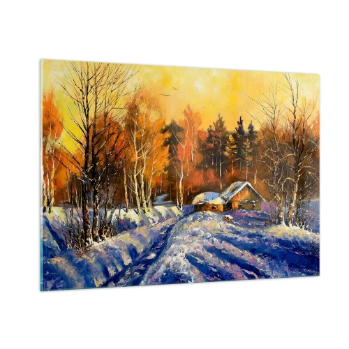 Obraz na skle - Zimní imprese v slunci - 100x70 cm