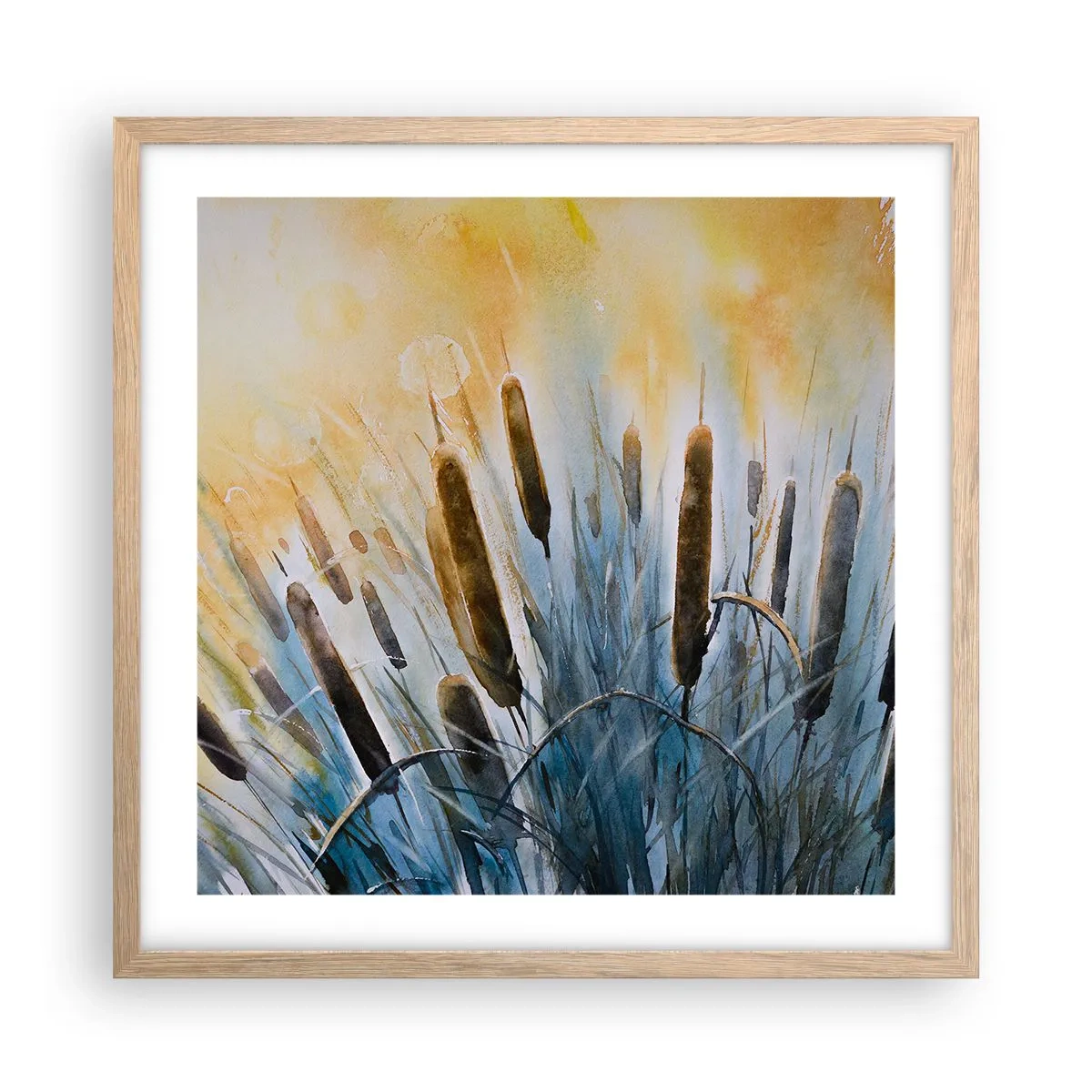 Plakát v rámu světlý dub - Chlad vody, žár slunce - 50x50 cm