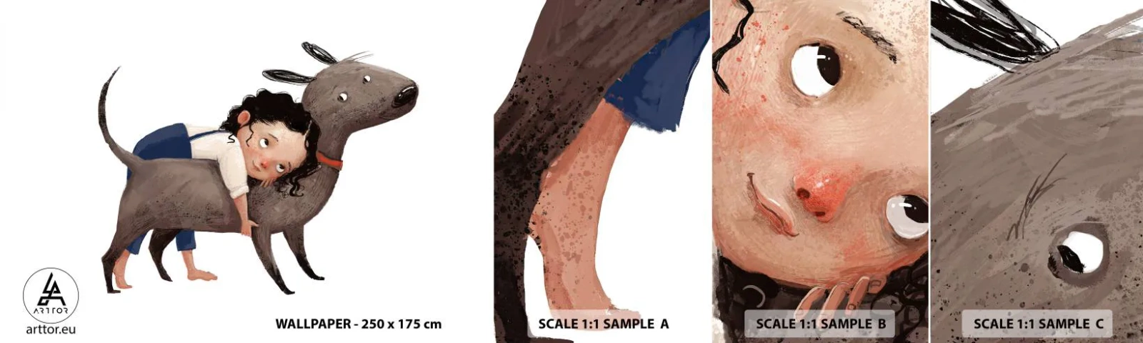 Fototapeta Vzorek Standard Eco - Nejlepší přátelé - Pro děti, Pes, Dívka - 100x30 cm