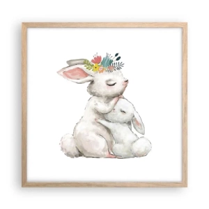 Plakát v rámu světlý dub - Nejlepší je u mámy - 50x50 cm