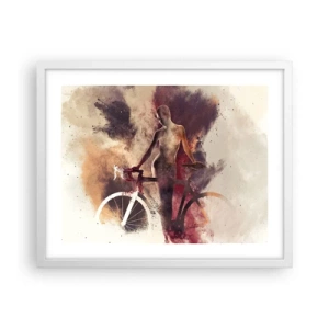 Plakát v bílém rámu - Cyklistická duše v mramorových tvarech - 50x40 cm