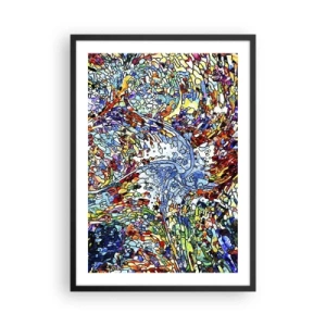 Plakát v černém rámu - Abstraktní tok barev a struktur - 50x70cm - Vitráž s kapkami - Moderní nástěnná dekorace do obývacího pokoje a ložnice ARTTOR