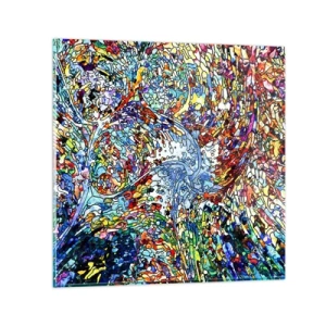 Obraz na skle - Vitráž s kapkami - 70x70 cm