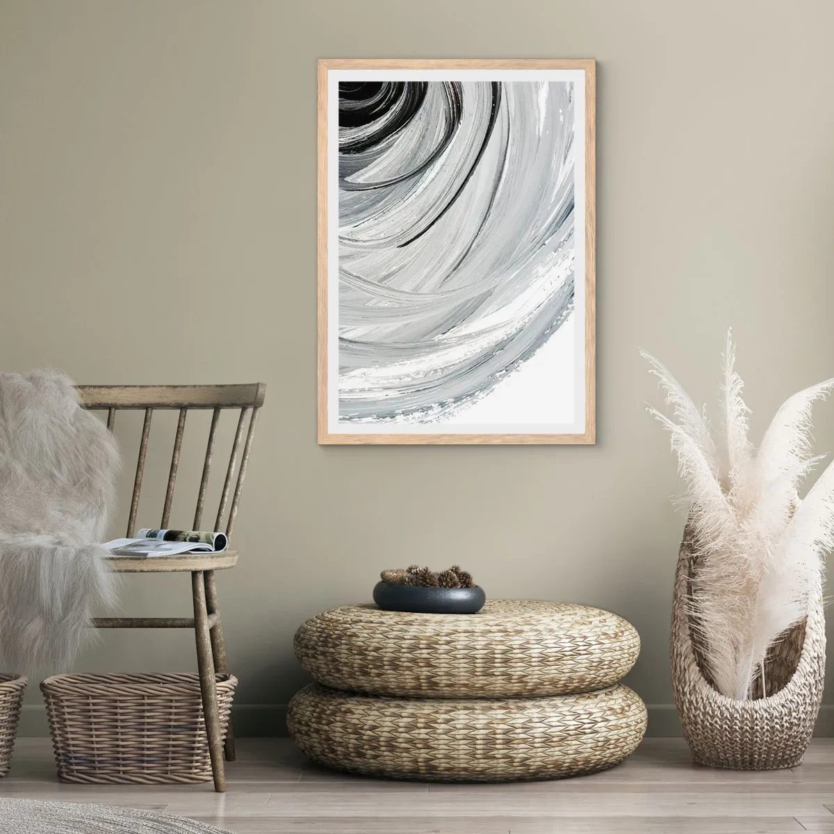 Plakát v rámu světlý dub - Orbitální kompozice - 50x70 cm