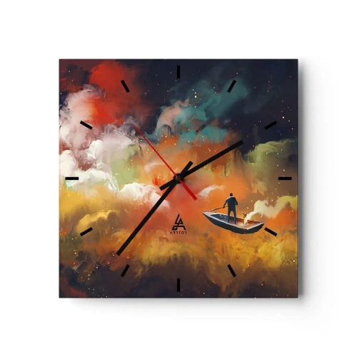 Nástěnné hodiny - Lodí galaxií - 30x30 cm