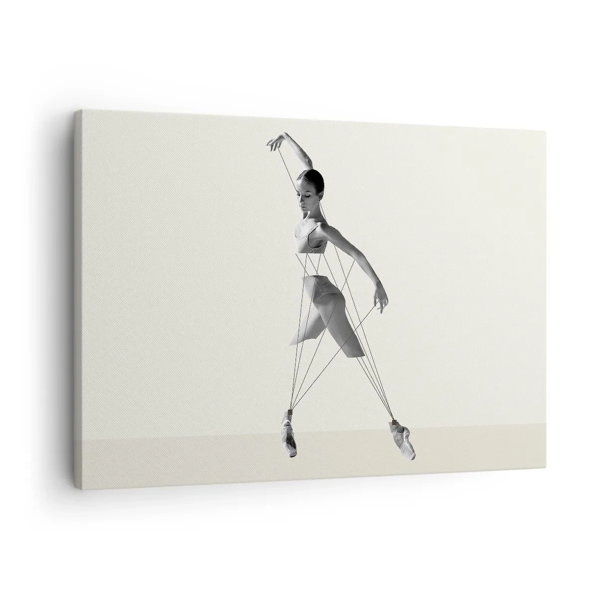 Obraz na plátně - Baletka v geometrické interpretaci s čarami - 70x50cm - V divadle světa - Moderní nástěnná dekorace do obývacího pokoje a ložnice ARTTOR