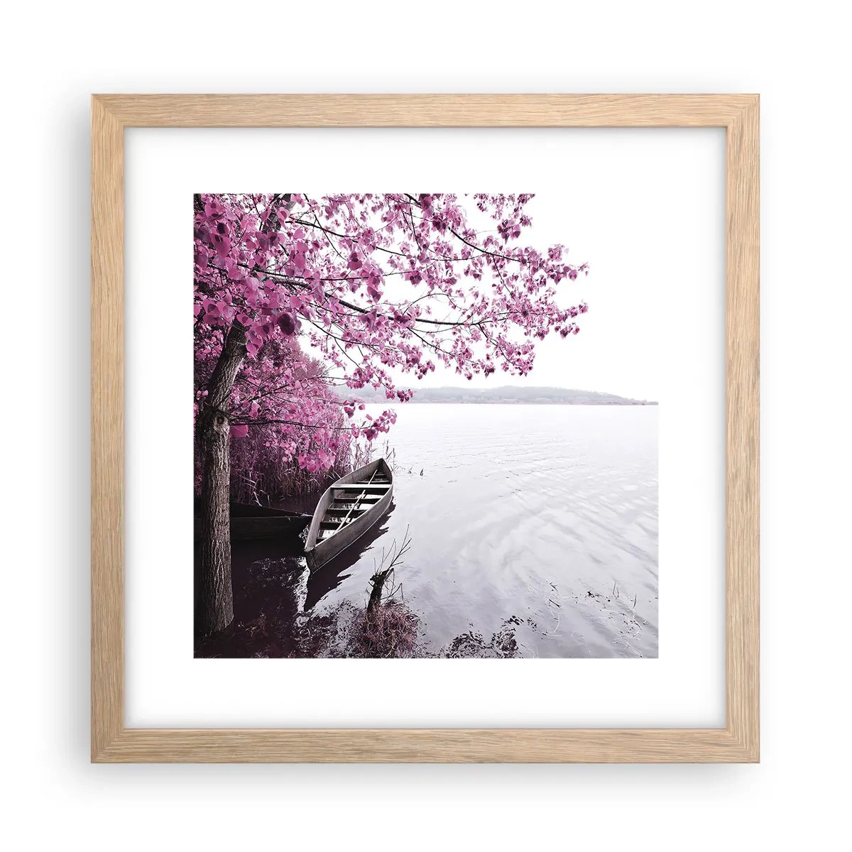 Plakát v rámu světlý dub - V růžovém tichu - 30x30 cm