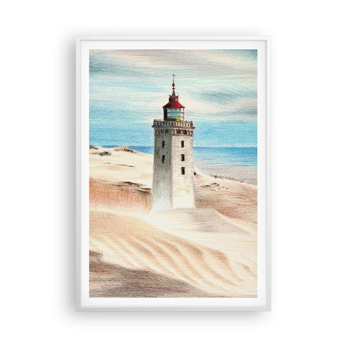 Plakát v bílém rámu - Vždy hledí na moře - 70x100 cm