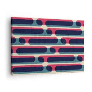Obraz na plátně - Geometrický retro vzor s pastelovými barvami - 70x50cm - Dovnitř a dopředu - Moderní nástěnná dekorace do obývacího pokoje a ložnice ARTTOR