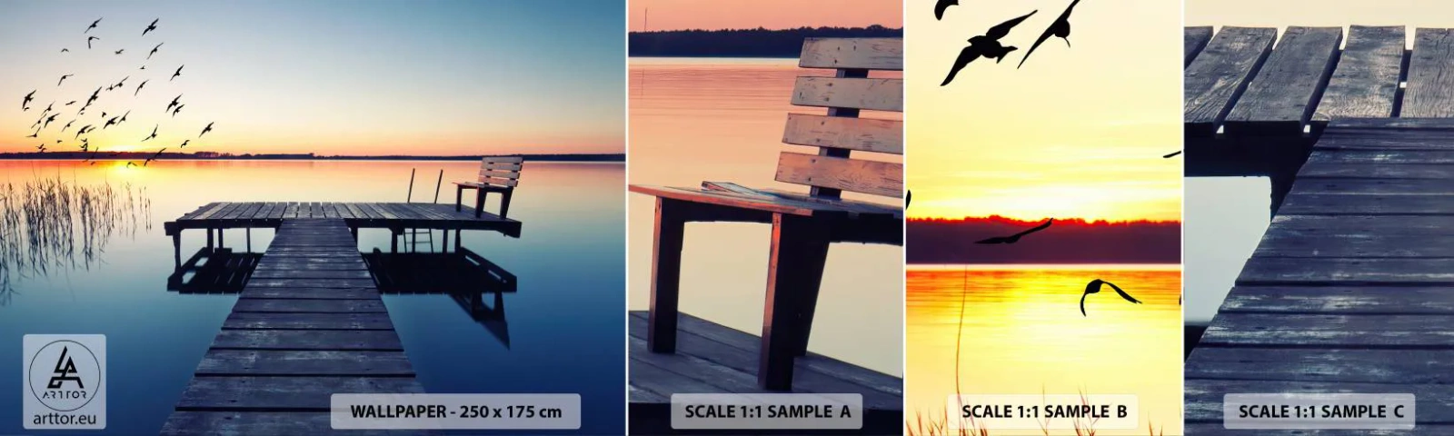 Vzor Fototapety Samolepicí Deluxe Sticker - To byl dobrý den - Krajina, jezero, Dřevěný most - 100x30 cm