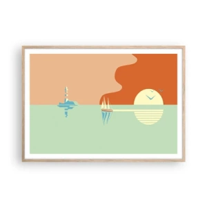 Plakát v rámu světlý dub - Dokonalá mořská krajina - 100x70 cm