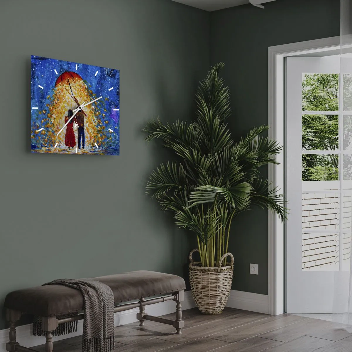 Nástěnné hodiny - Magie deštivého večera? - 40x40 cm