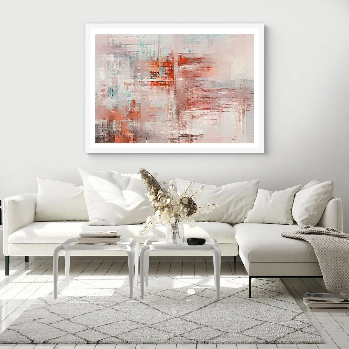 Plakát v bílém rámu - Zamlžené. Ale růžové - 40x30 cm
