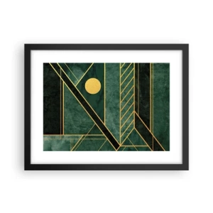 Plakát v černém rámu - Dynamika zlata a lazuritu - 40x30 cm