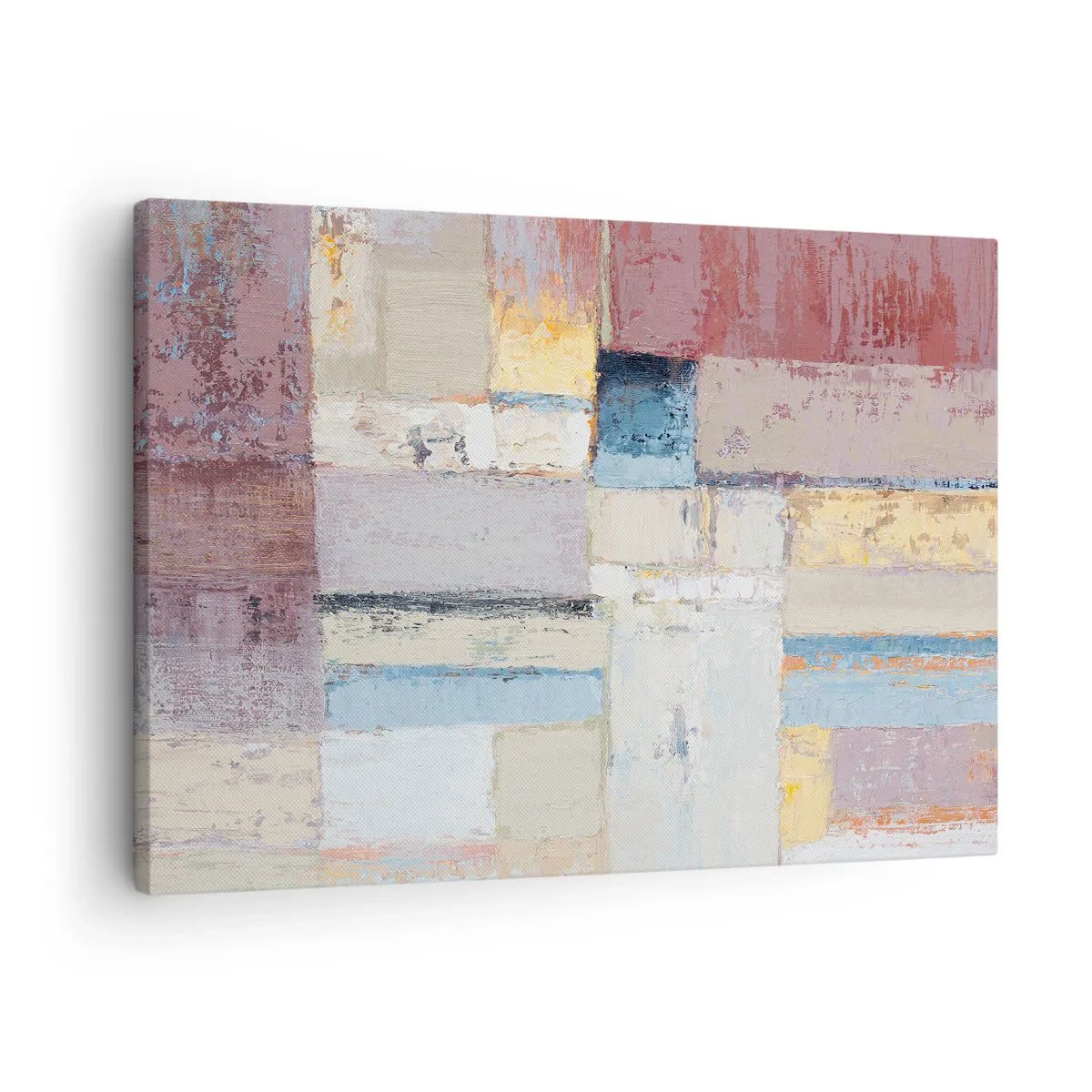 Obraz na plátně - Geometrická kompozice v pastelových barvách - 70x50cm - Klid geometrie - Moderní nástěnná dekorace do obývacího pokoje a ložnice ARTTOR