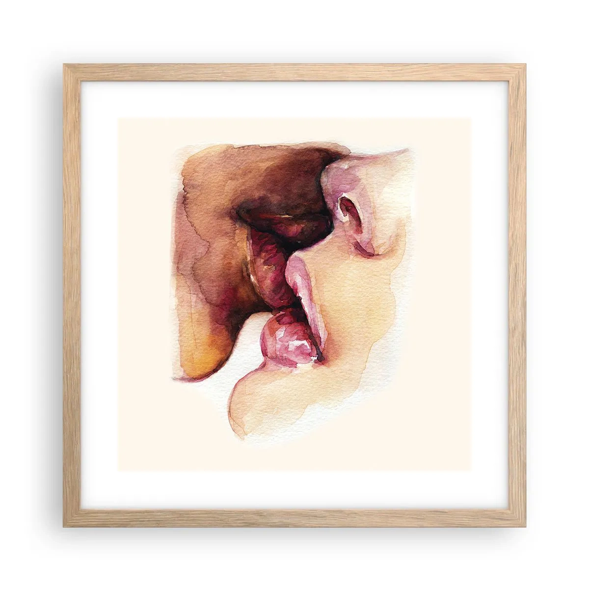 Plakát v rámu světlý dub - Jako noc a den, země a nebe - 40x40 cm