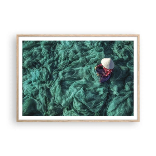 Plakát v rámu světlý dub - V moři sítí - 100x70 cm