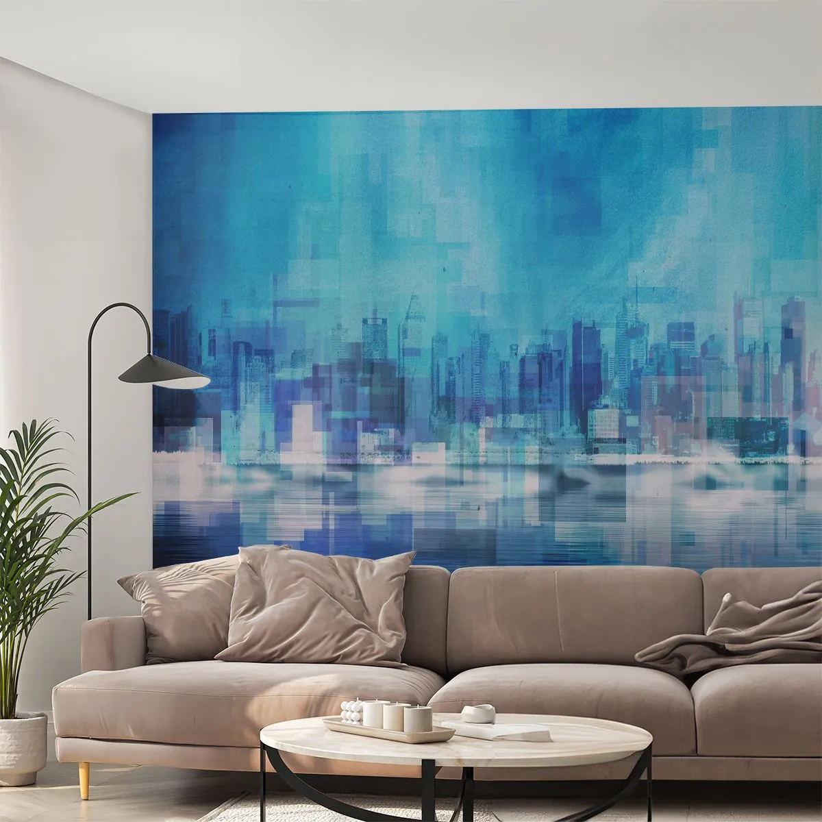Fototapeta Samolepicí Deluxe Sticker - Utopené v modři - Abstrakce, Město, Architektura - 250x175 cm