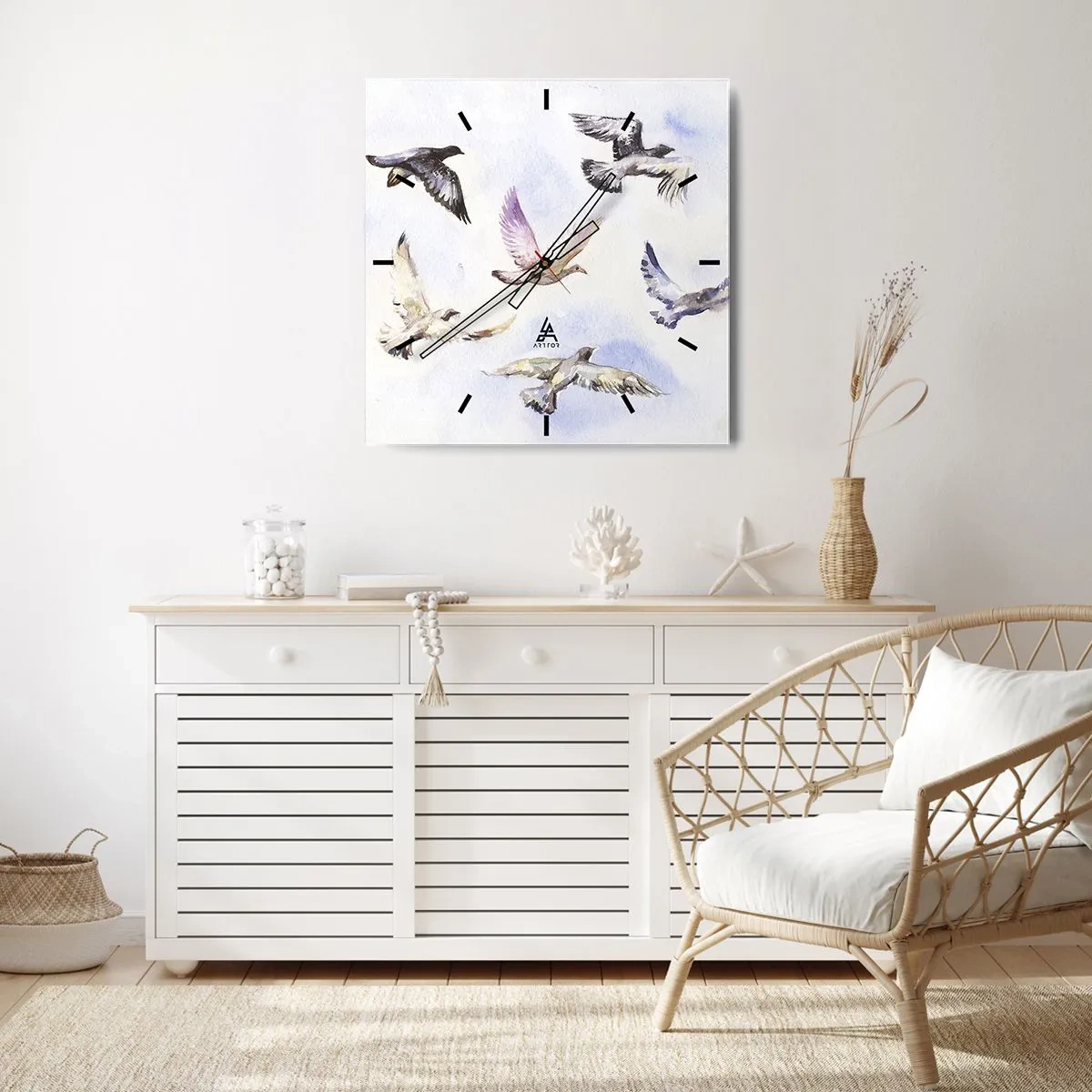 Nástěnné hodiny - Svoboda v šedé a modré - 30x30 cm