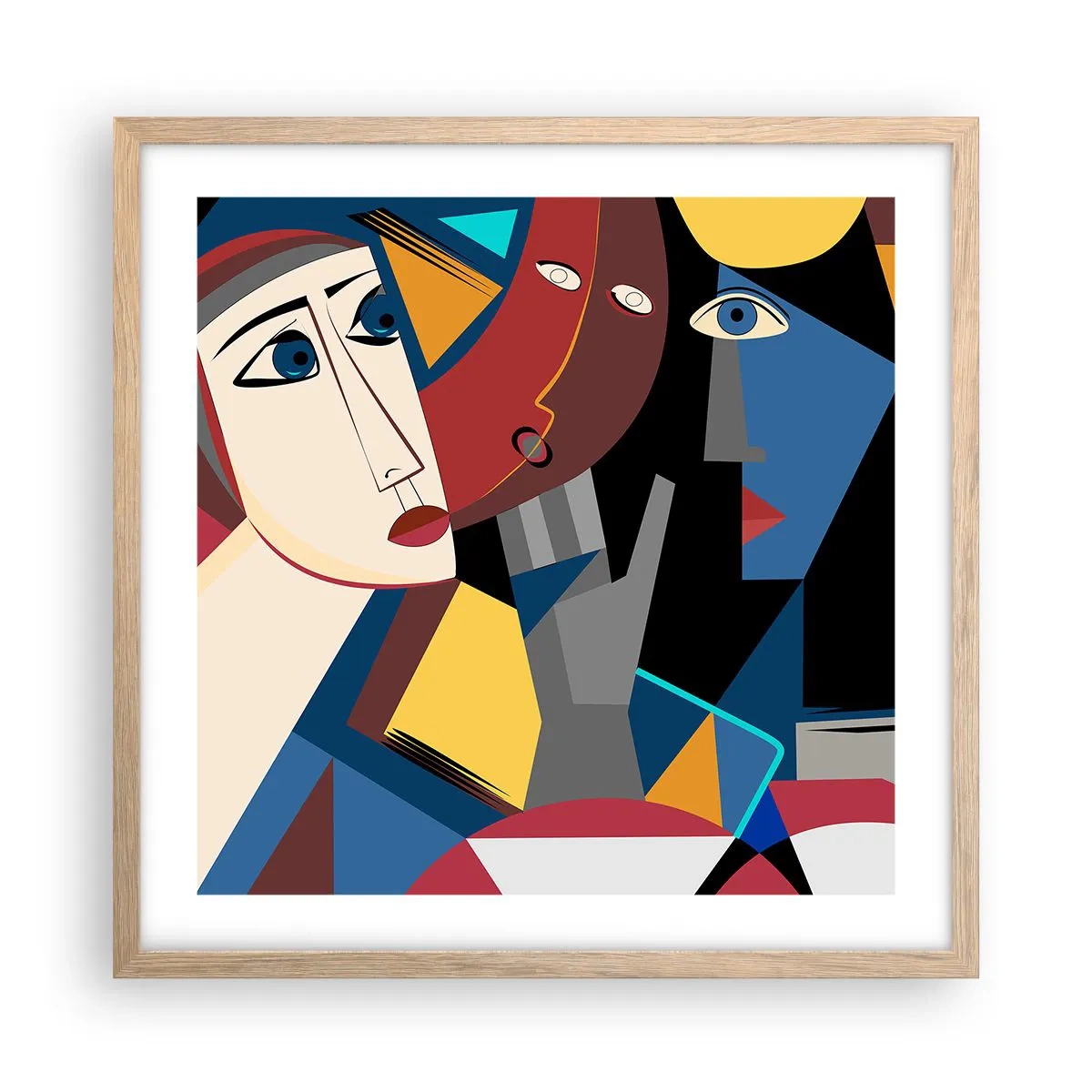 Plakát v rámu světlý dub - Konverzace kubistů - 50x50 cm