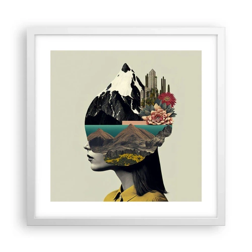 Plakát v bílém rámu - Žena – vždy tajemství - 40x40 cm