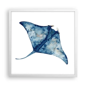 Plakát v bílém rámu - Život v modři - 50x50 cm