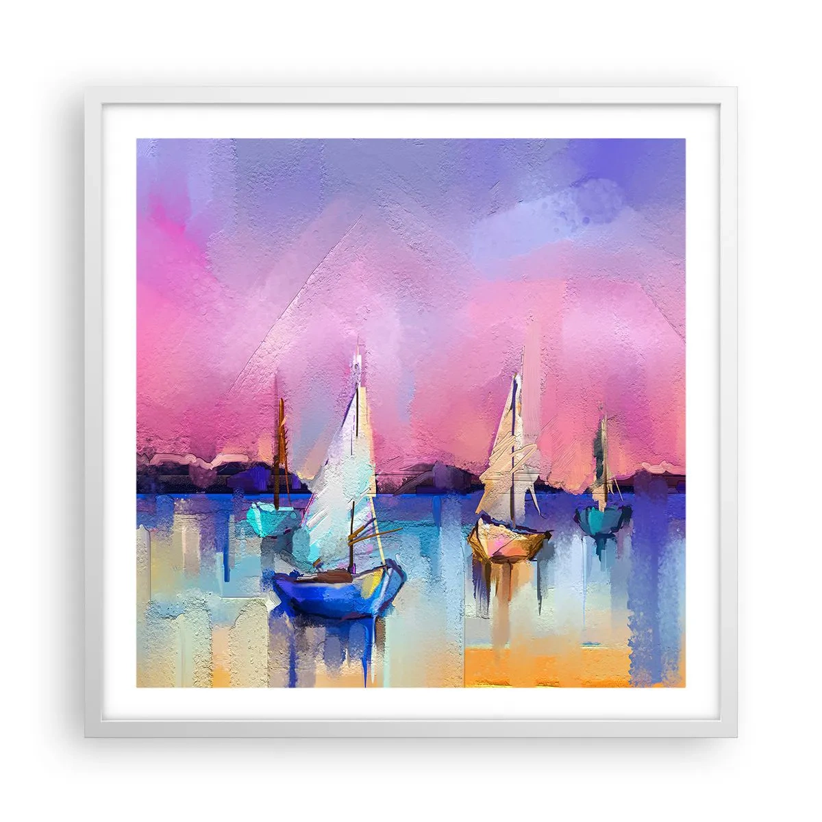 Plakát v bílém rámu - Směr: široké vody - 60x60 cm