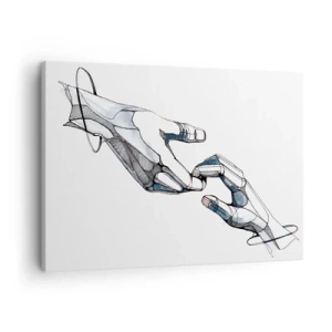 Obraz na plátně - Umělecké znázornění ruky v minimalistické a geometrické formě - 70x50cm - Dobré gesto - Moderní nástěnná dekorace do obývacího pokoje a ložnice ARTTOR