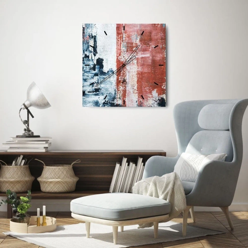 Nástěnné hodiny - Abstraktní půl na půl - 30x30 cm