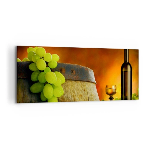 Obraz na plátně - Zátiší s lahví vína a hrozny - 120x50 cm