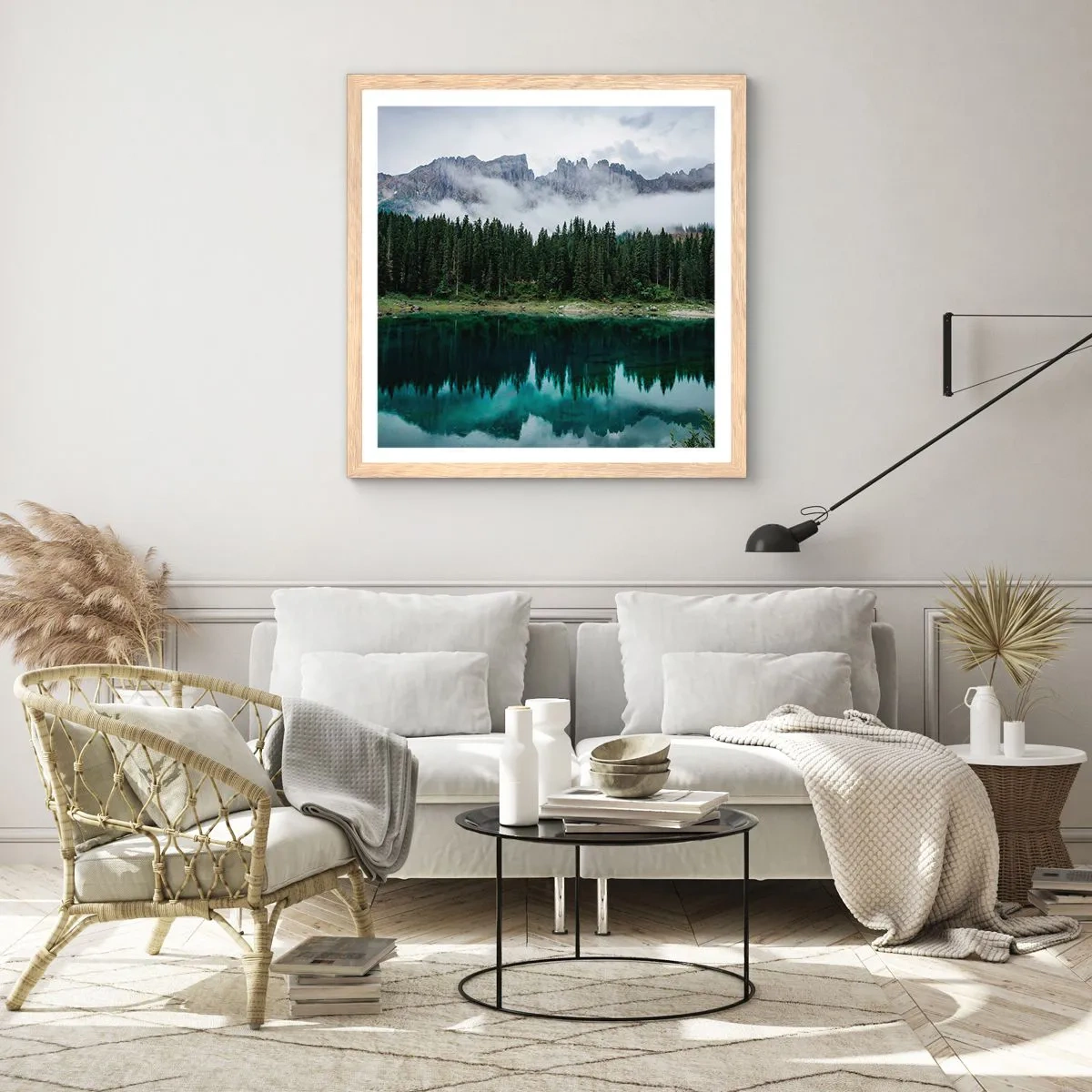 Plakát v rámu světlý dub - Tiše, tiše, neprobuďme spící vodu…. - 40x40 cm