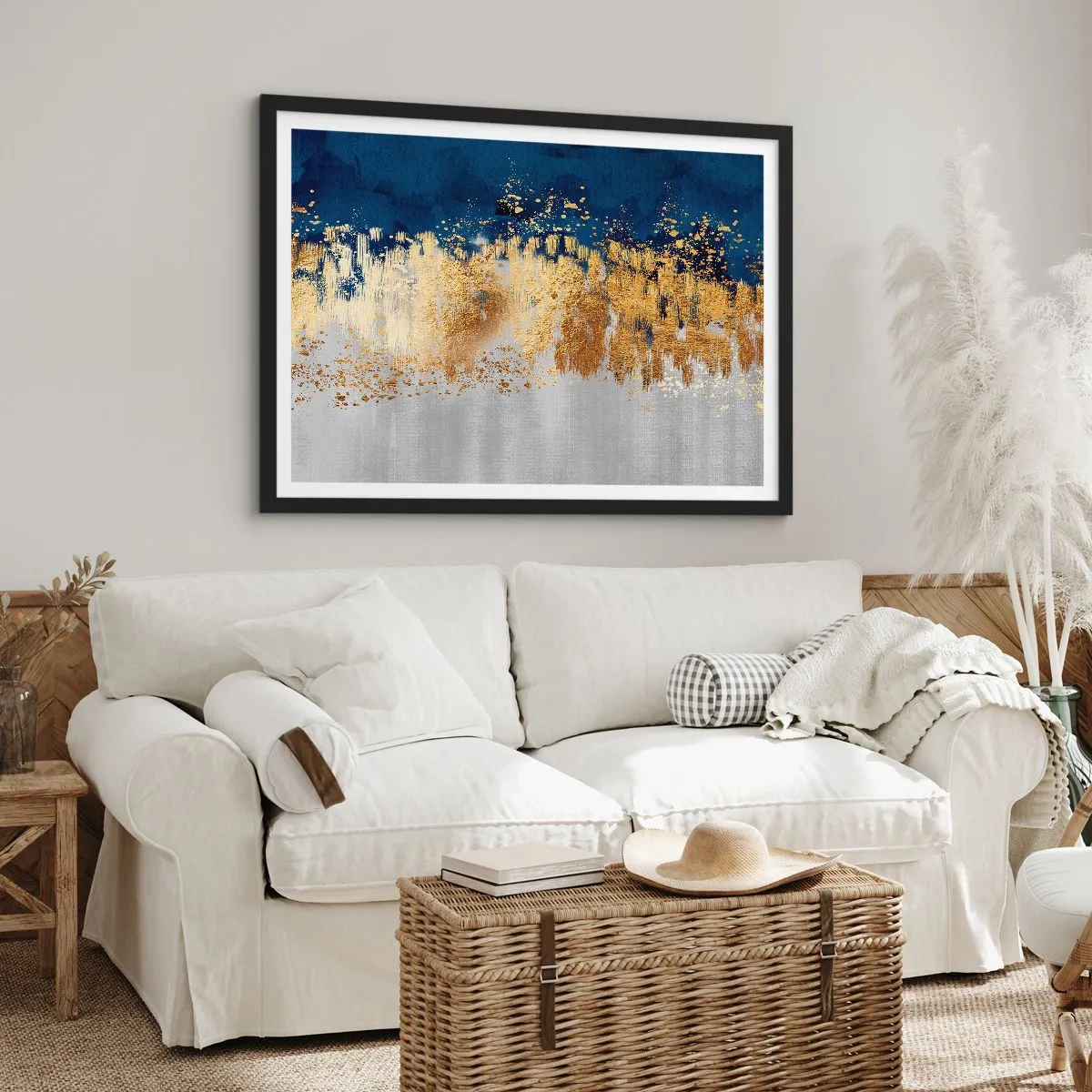 Plakát v černém rámu - Moderní kompozice s jiskrou - 100x70 cm