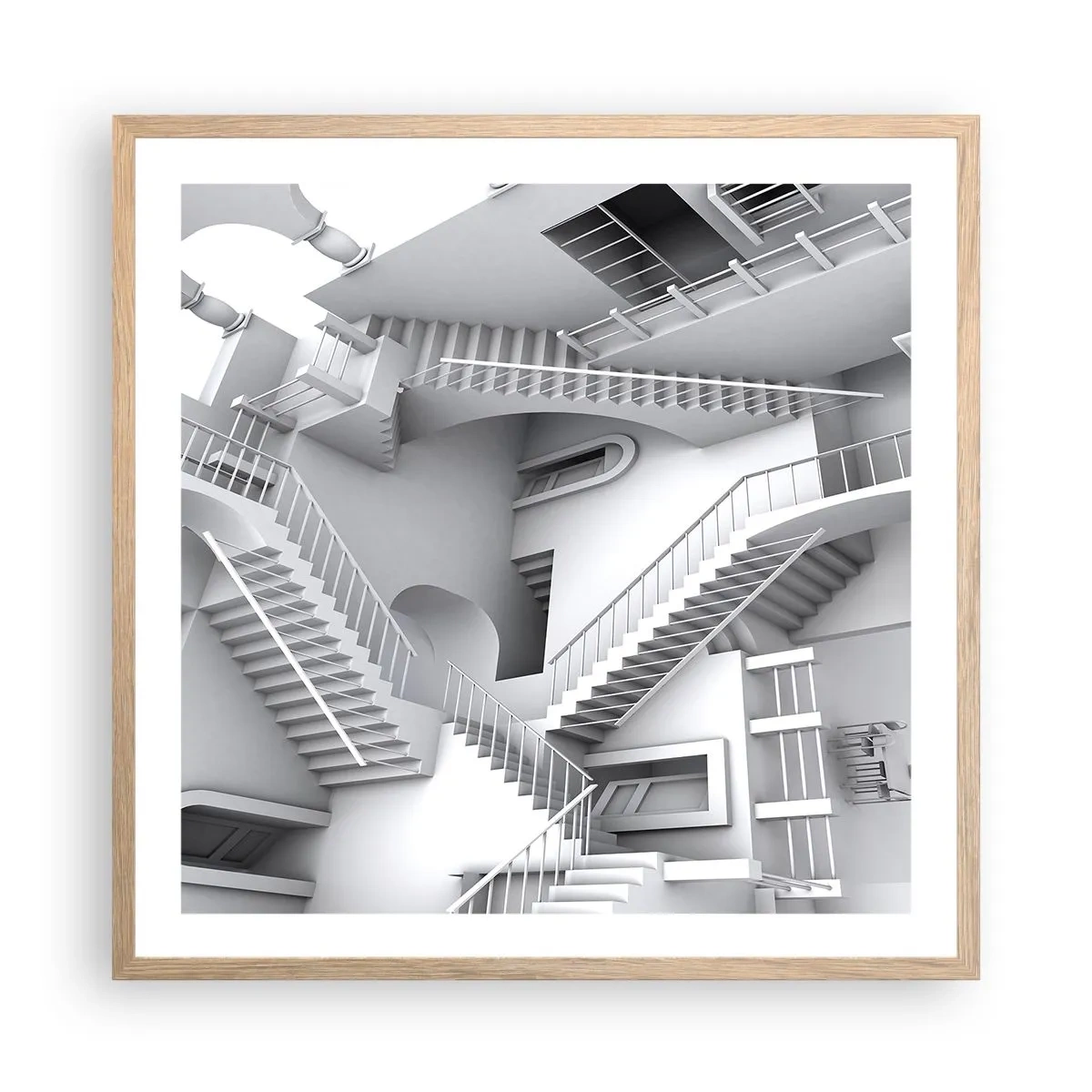 Plakát v rámu světlý dub - Paradoxy prostoru - 60x60 cm