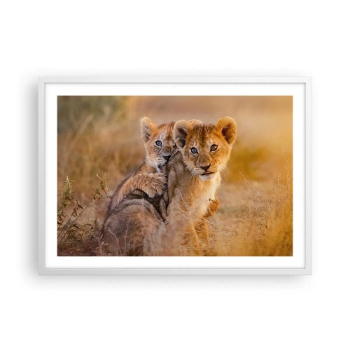 Plakát v bílém rámu - Nevyrušovat! Hrajme si - 70x50 cm