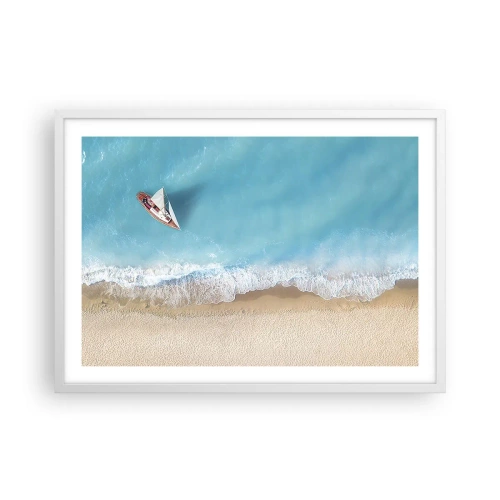 Plakát v bílém rámu - Na hranici modré a zlaté - 70x50 cm