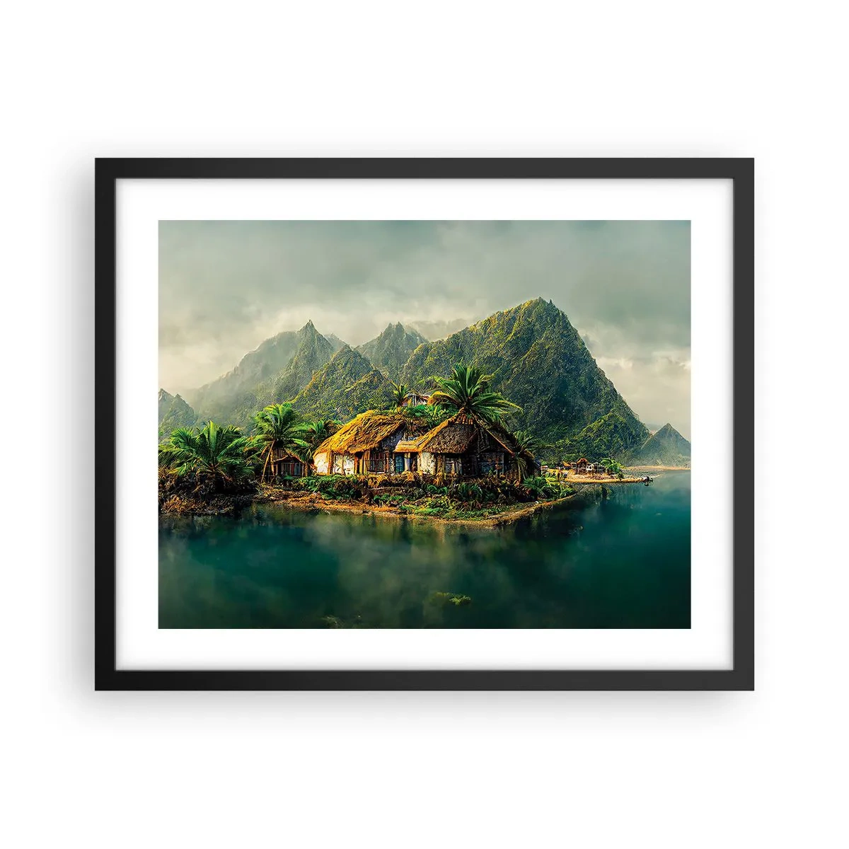 Plakát v černém rámu - Tropický ráj - 50x40 cm