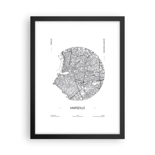 Plakát v černém rámu - Anatomie Marseille - 30x40 cm