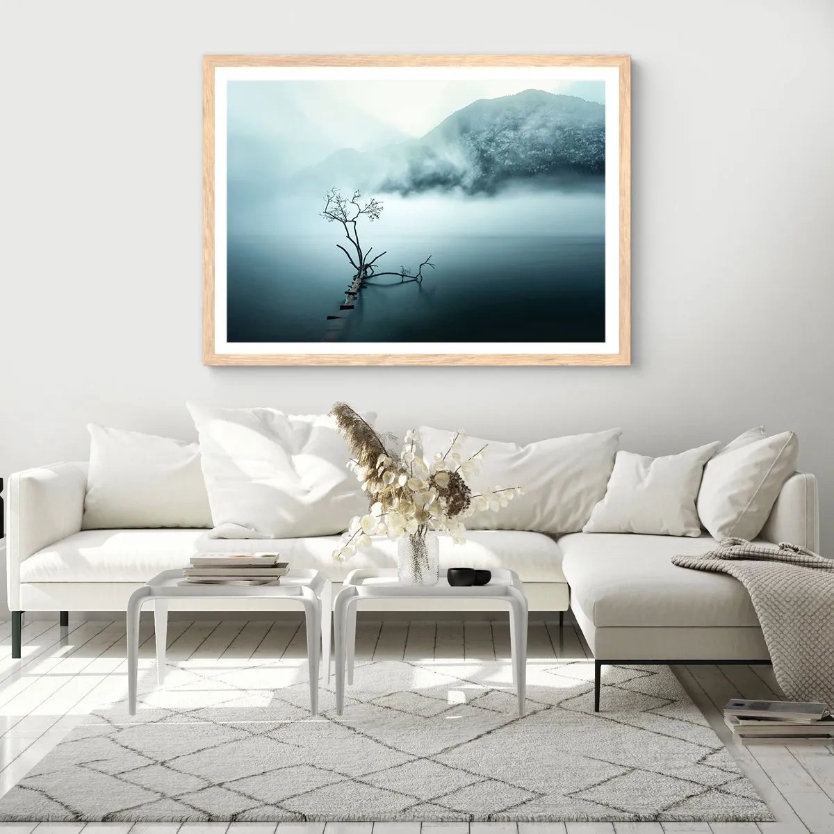 Plakát v rámu světlý dub - Z vody a mlhy - 91x61 cm