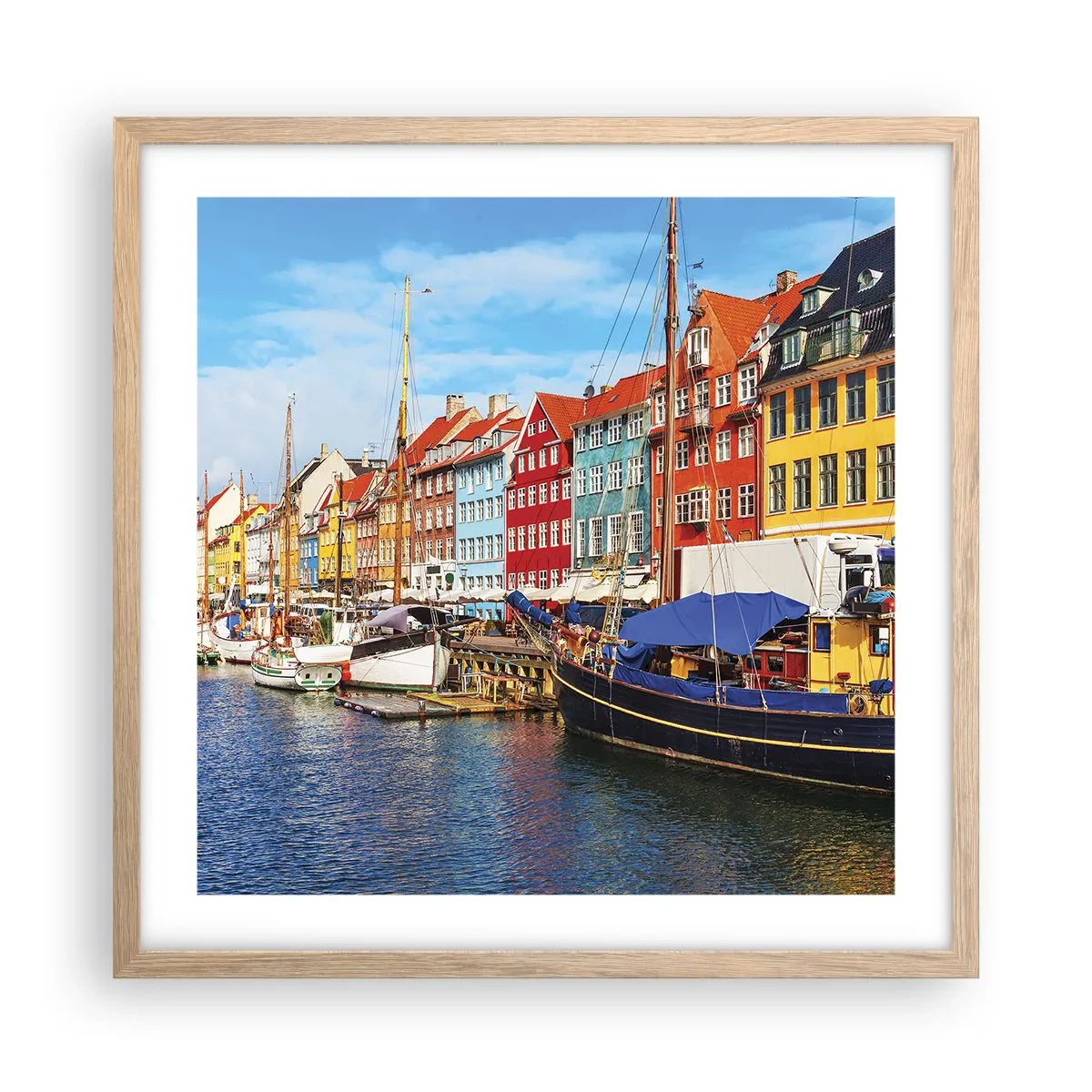 Plakát v rámu světlý dub - Radostné nábřeží - 50x50 cm