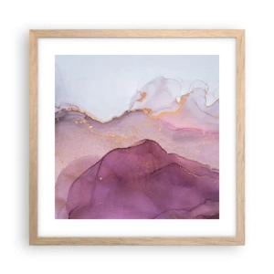Plakát v rámu světlý dub - Fialové a lilové vlny - 40x40 cm