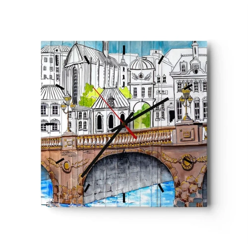 Nástěnné hodiny - Město jako malované - 30x30 cm