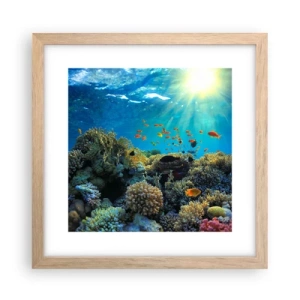 Plakát v rámu světlý dub - Podvodní poklady - 30x30 cm