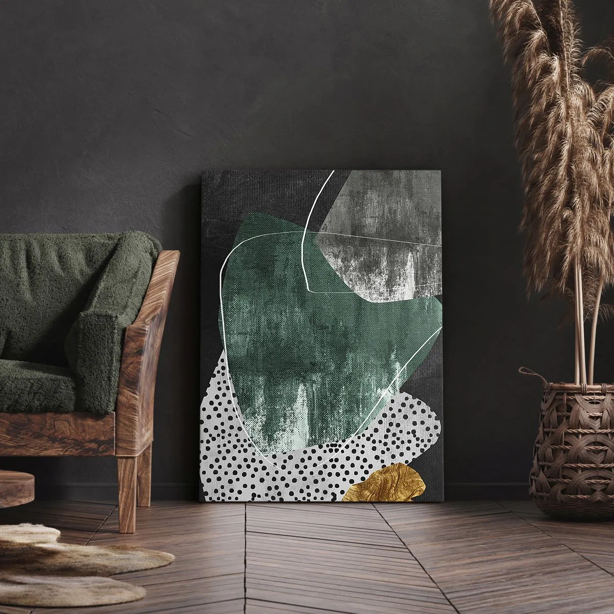 Obraz na plátně - Barevná abstrakce se zlatou vločkou - 50x70 cm