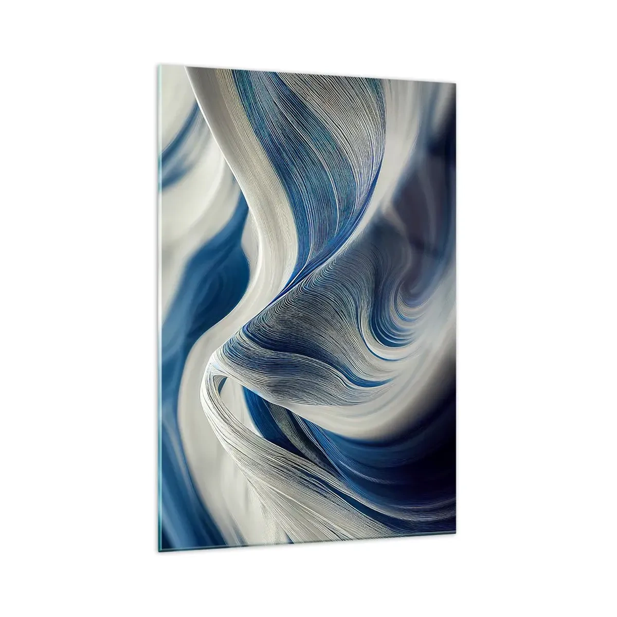 Obraz na skle - Plynulost modré a bílé - 70x100 cm