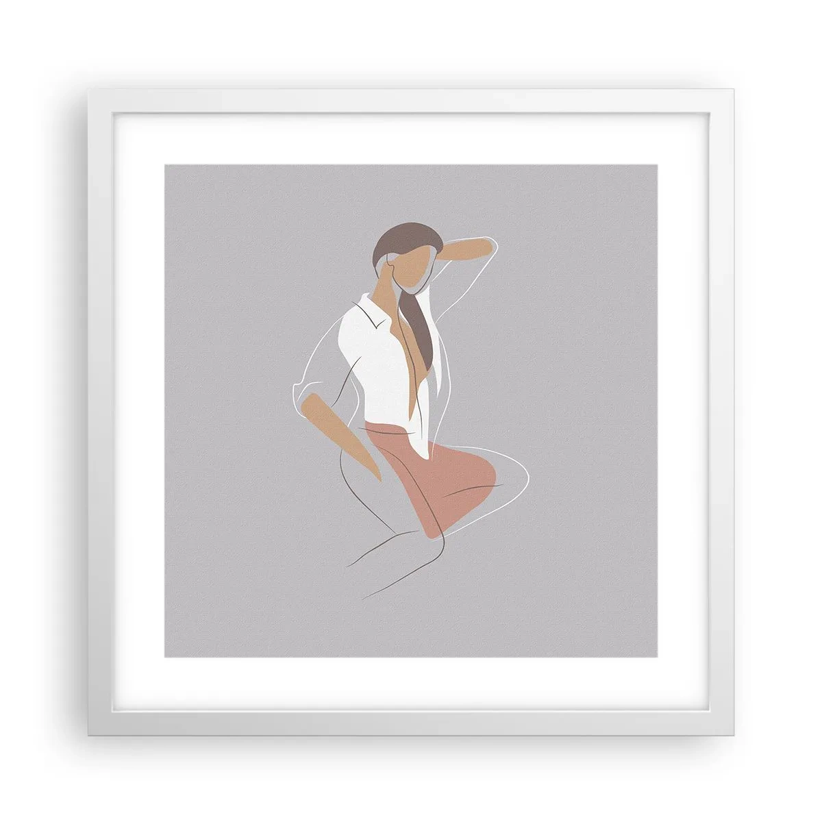 Plakát v bílém rámu - Obrys půvabu - 40x40 cm