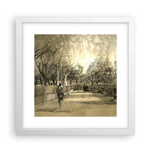 Plakát v bílém rámu - Pírkem zastavený okamžik - 30x30 cm